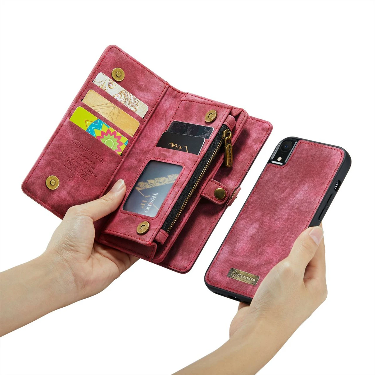 Red IPhone XR Stylish Multi-functional 2 In 1 Purse Wallet Magnetic Case 5 Red IPhone XR Stylish Multi-functional 2 In 1 Purse Wallet Magnetic Case - Image 5