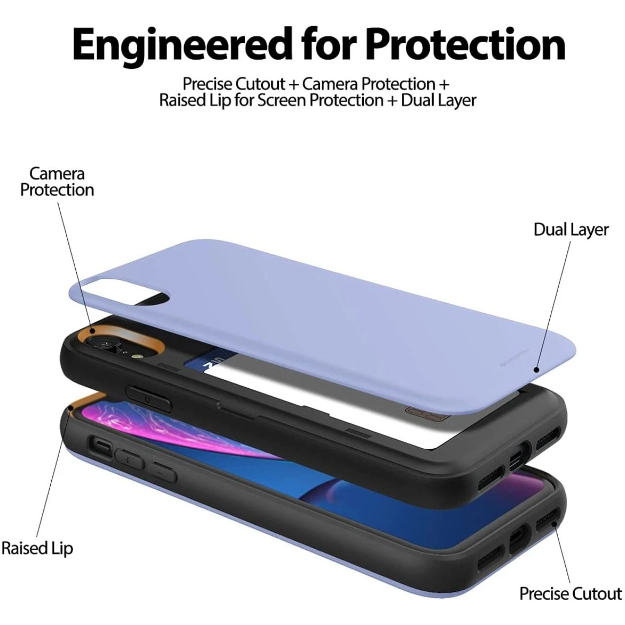 Lilac Mercury Magnetic Door 2 Card Shock Proof Case For IPhone XR 4 Lilac Mercury Magnetic Door 2 Card Shock Proof Case For IPhone XR - Image 4