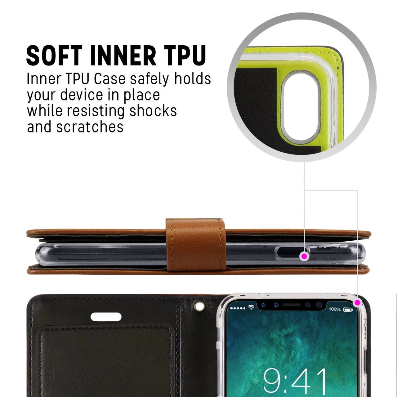 Premium IPhone XR Genuine Mercury Rich Diary Wallet Case - Brown 2 Premium IPhone XR Genuine Mercury Rich Diary Wallet Case - Brown - Image 2