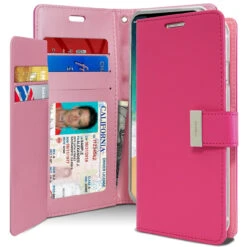 Hot Pink Genuine Mercury Rich Diary Quality Wallet Case For IPhone XR