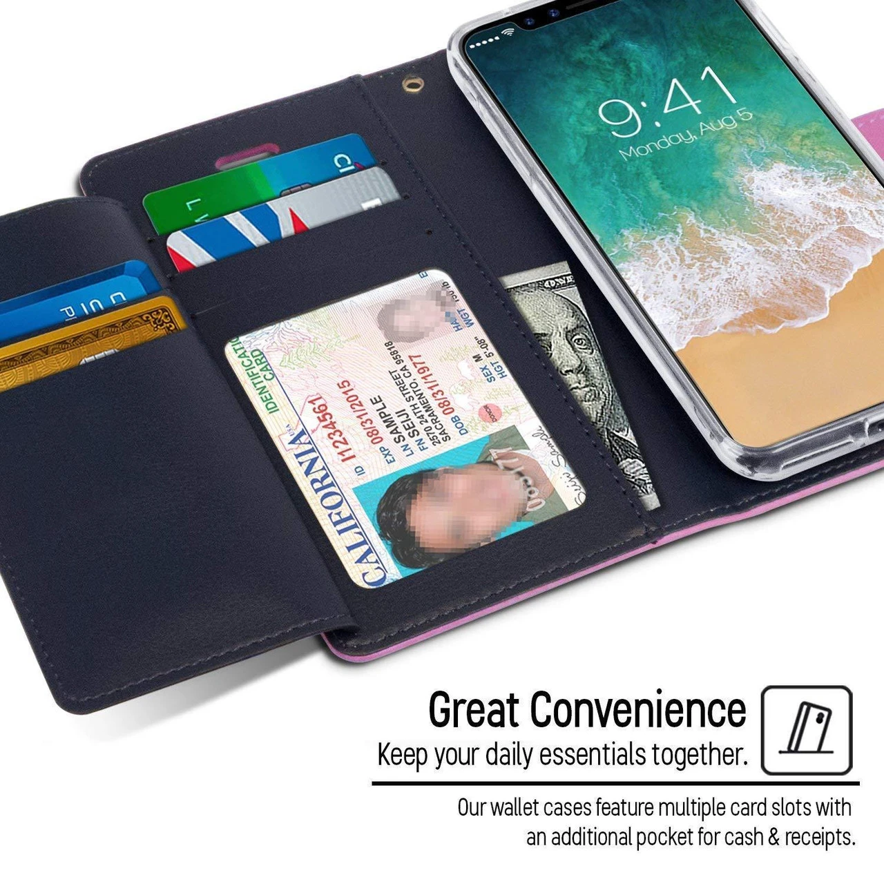Purple Genuine Mercury Rich Diary Quality Wallet Case For IPhone XR 4 Purple Genuine Mercury Rich Diary Quality Wallet Case For IPhone XR - Image 4