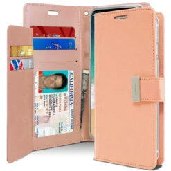 Rose Gold IPhone XR Genuine Mercury Rich Diary Quality Wallet Case