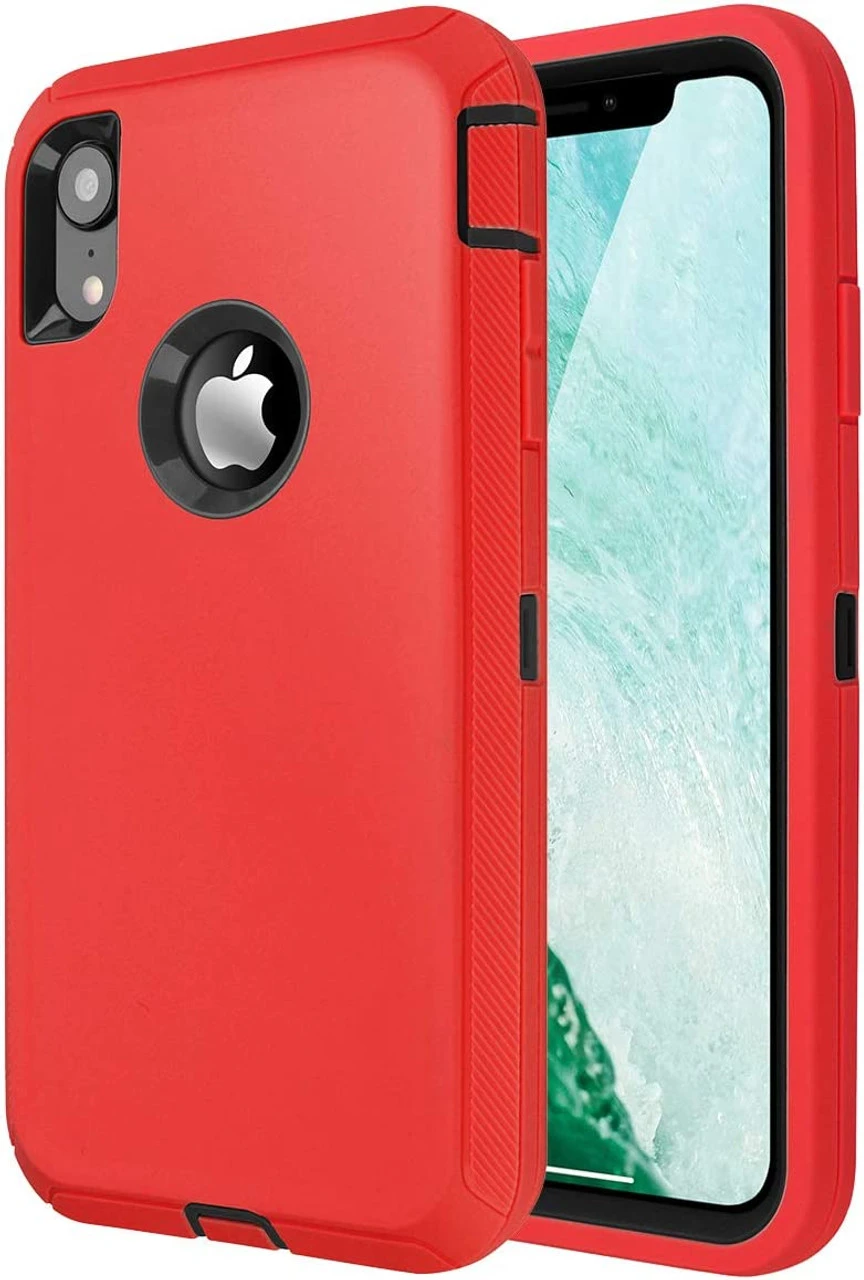 Red Full Body Heavy Duty Defender Case For IPhone XR 1 Red Full Body Heavy Duty Defender Case For IPhone XR