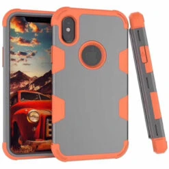 Tradies Orange / Grey Heavy Duty Robot Defender Case For IPhone X / XS