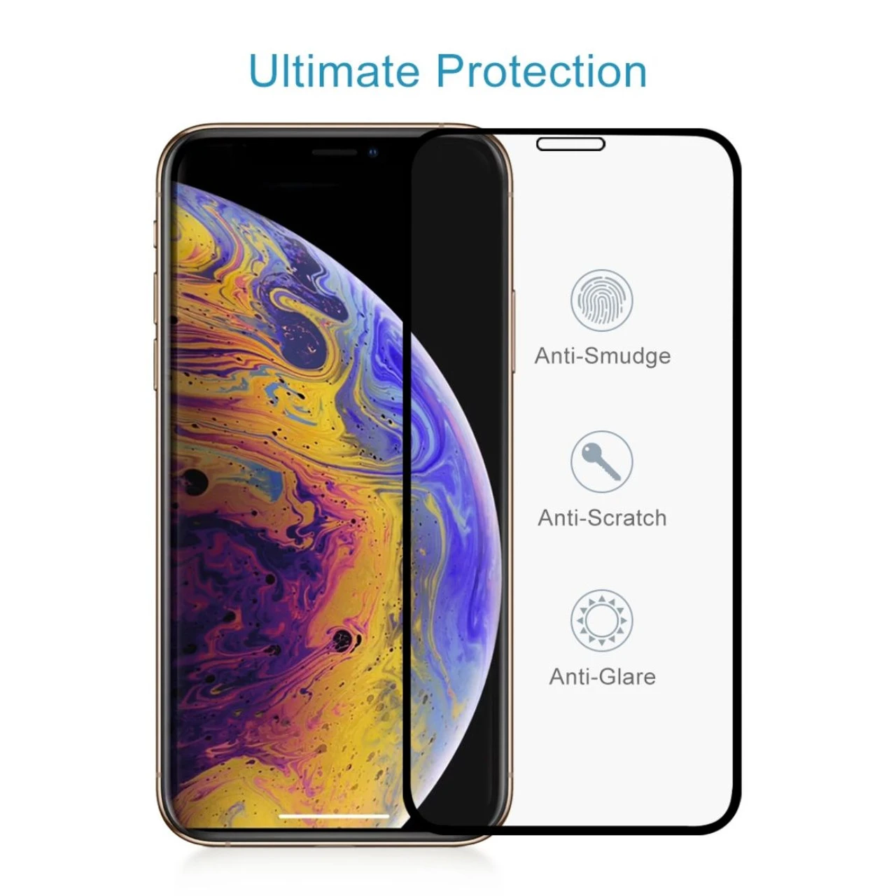 Black IPhone X / XS 9D Full Cover Tempered Glass Screen Protector 4 Black IPhone X / XS 9D Full Cover Tempered Glass Screen Protector - Image 4
