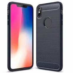 Black IPhone XR Slim Flexible Shock Proof Carbon Fibre Case