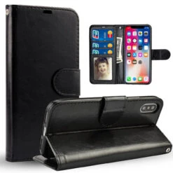 IPhone XS Max Black Photo Frame Wallet Card Slot Case Cover