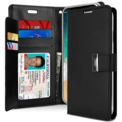 Black Genuine Mercury Rich Diary Quality Wallet Case For IPhone XS MAX