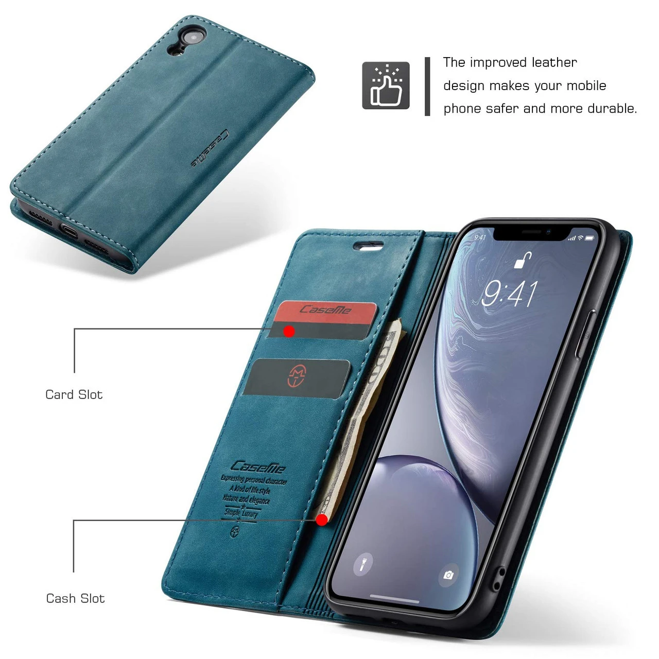Blue IPhone XR CaseMe Slim Magnetic Premium Wallet Case Cover 3 Blue IPhone XR CaseMe Slim Magnetic Premium Wallet Case Cover - Image 3
