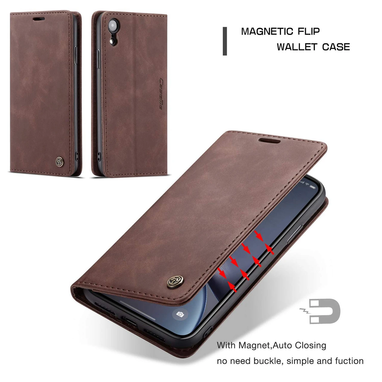 Coffee CaseMe Compact Flip Quality Wallet Case For IPhone XR 2 Coffee CaseMe Compact Flip Quality Wallet Case For IPhone XR - Image 2