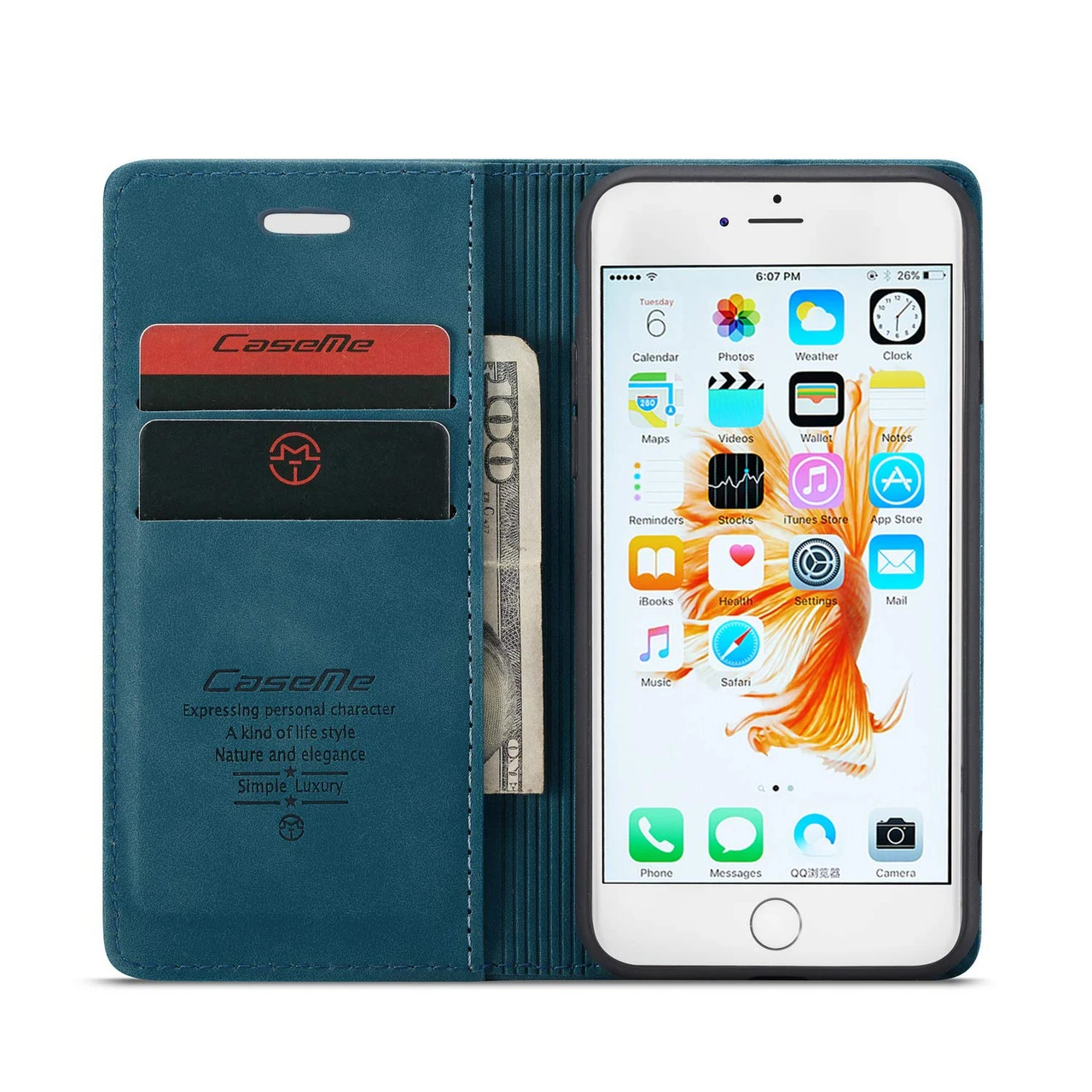 Blue IPhone 5 / 5S / SE 1st Gen CaseMe Slim Magnetic Wallet Case 7 Blue IPhone 5 / 5S / SE 1st Gen CaseMe Slim Magnetic Wallet Case - Image 7