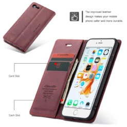 Wine CaseMe Business Wallet Case For IPhone 5 / 5S / SE 1st Gen (2016) -Cheap NewCase Store iphone5 6 7 8 caseme wallet wine 4 27011.1687312056
