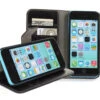 Black Luxury Textured Leather Wallet Stand Case For Apple IPhone 5C