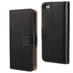 Black Premium Apple IPhone 5C Genuine Leather Wallet Case Cover
