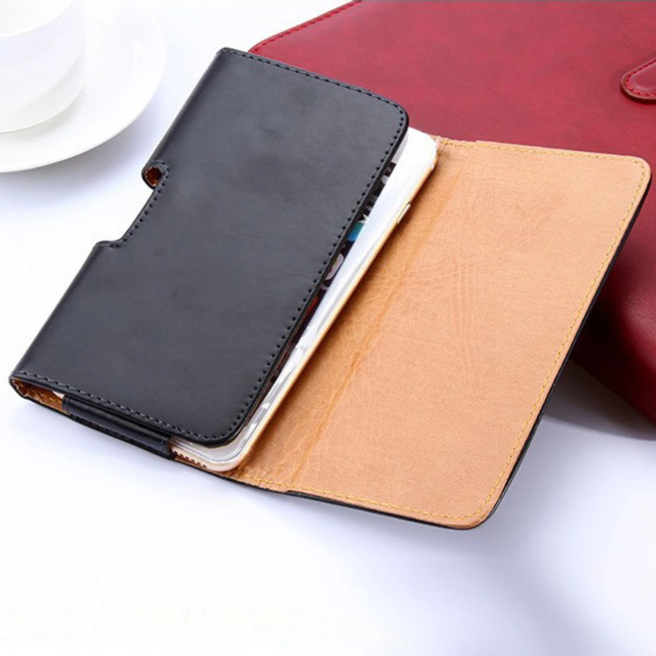 Black IPhone 7 / 8 Leather Belt Clip Pouch Case For Tradesman Workman 3 Black IPhone 7 / 8 Leather Belt Clip Pouch Case For Tradesman Workman - Image 3