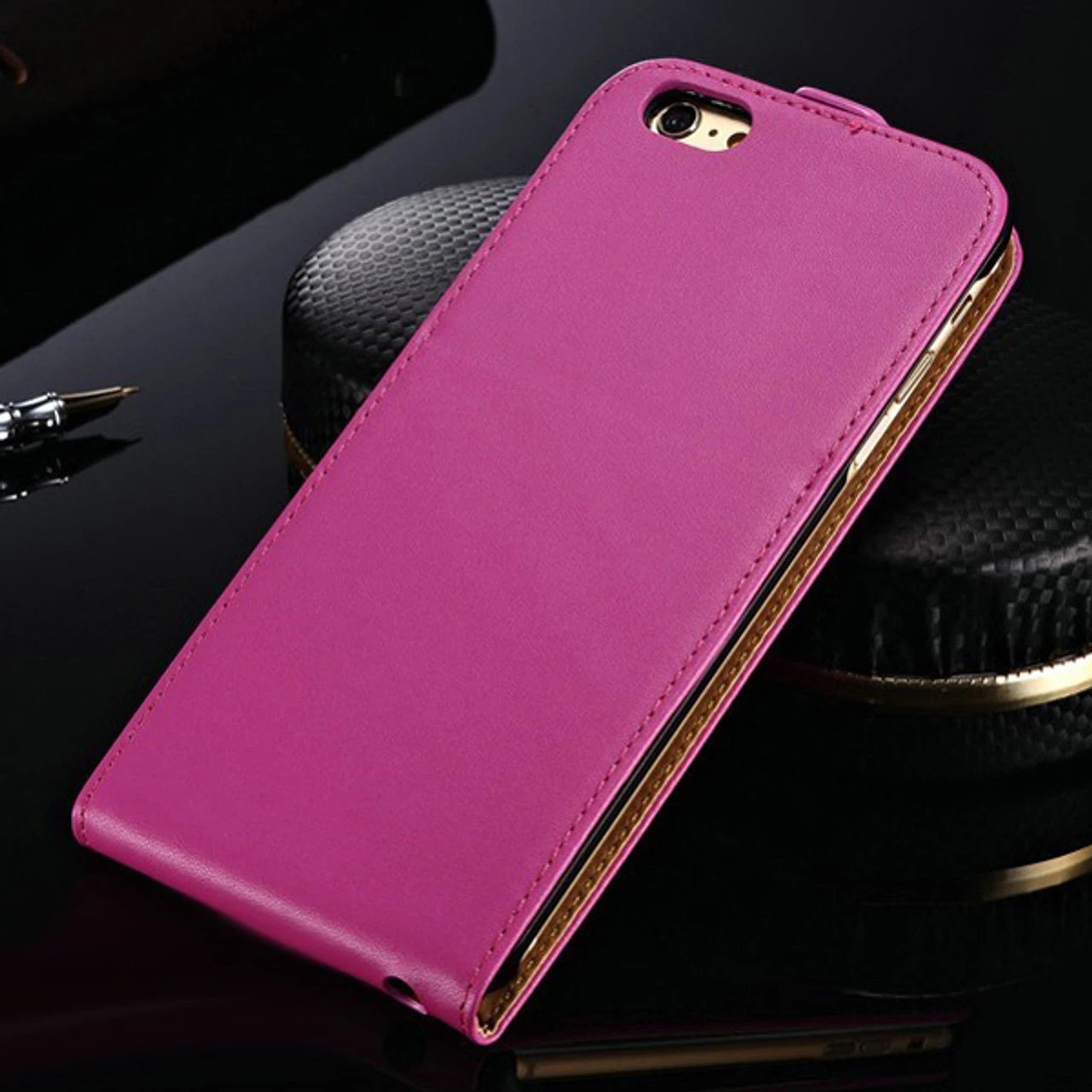 Hot Pink Apple IPhone 6 / 6S (4.7") Cover Genuine Leather Flip Case 2 Hot Pink Apple IPhone 6 / 6S (4.7") Cover Genuine Leather Flip Case - Image 2