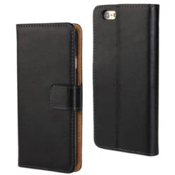 Black Genuine Leather Wallet Case For Apple IPhone 6 / 6S Phone Cover