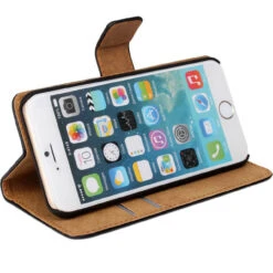 Red Apple IPhone 6 / 6S Genuine Leather Wallet Case -Cheap NewCase Store iphone 6 genuine leather wallet black 3 45217.1614655469