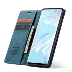 Blue CaseMe Magnetic Slim Flip Wallet Case For Oppo Reno 10X Zoom