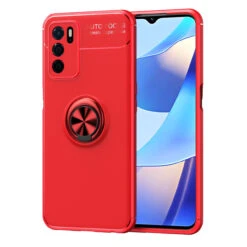 Red Armor Metal Holder 360 Ring Stand Case For OPPO A16s