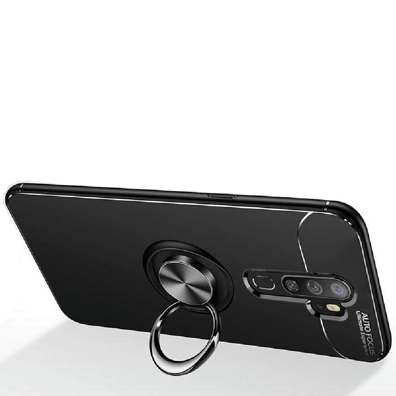 Black Oppo A5 / A9 2020 Slim Armor Metal 360 Rotating Ring Stand Case 4 Black Oppo A5 / A9 2020 Slim Armor Metal 360 Rotating Ring Stand Case - Image 4
