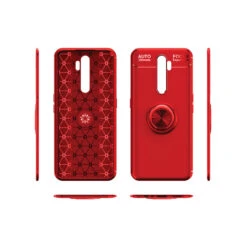 Red Oppo A5 / A9 2020 Tough Slim Armor Metal 360 Degree Stand Case -Cheap NewCase Store oppo a5 2020 slim shock proof ring red 3 52821.1600239831
