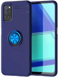Blue Oppo A72 Slim Armor Shock Proof Metal 360 Ring Stand Case