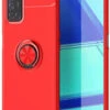 Red Oppo A52 Tough Slim Armor Metal 360 Rotating Ring Stand Case