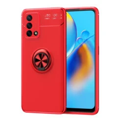 Red Shock Proof Metal Circle Holder 360 Ring Stand Case For OPPO A74