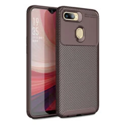 Brown Oppo AX7 Slim Armor Protective Carbon Fibre Case Cover