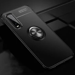 Black Oppo Find X2 Pro Armor Metal Circle Holder 360 Ring Stand Case