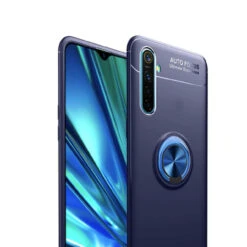 Blue Oppo Find X2 Pro Shock Proof Metal Circle Holder Ring Stand Case