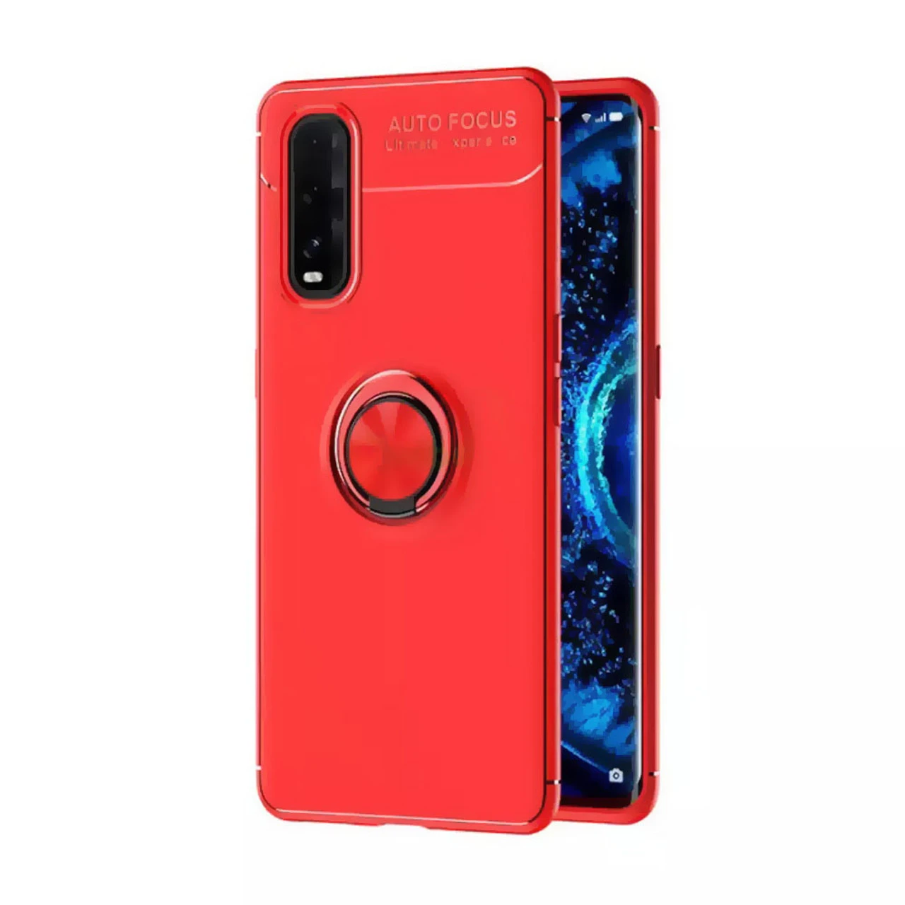 Red Oppo Find X2 Pro Slim Armor Metal Circle Holder Ring Stand Case 3 Red Oppo Find X2 Pro Slim Armor Metal Circle Holder Ring Stand Case - Image 3
