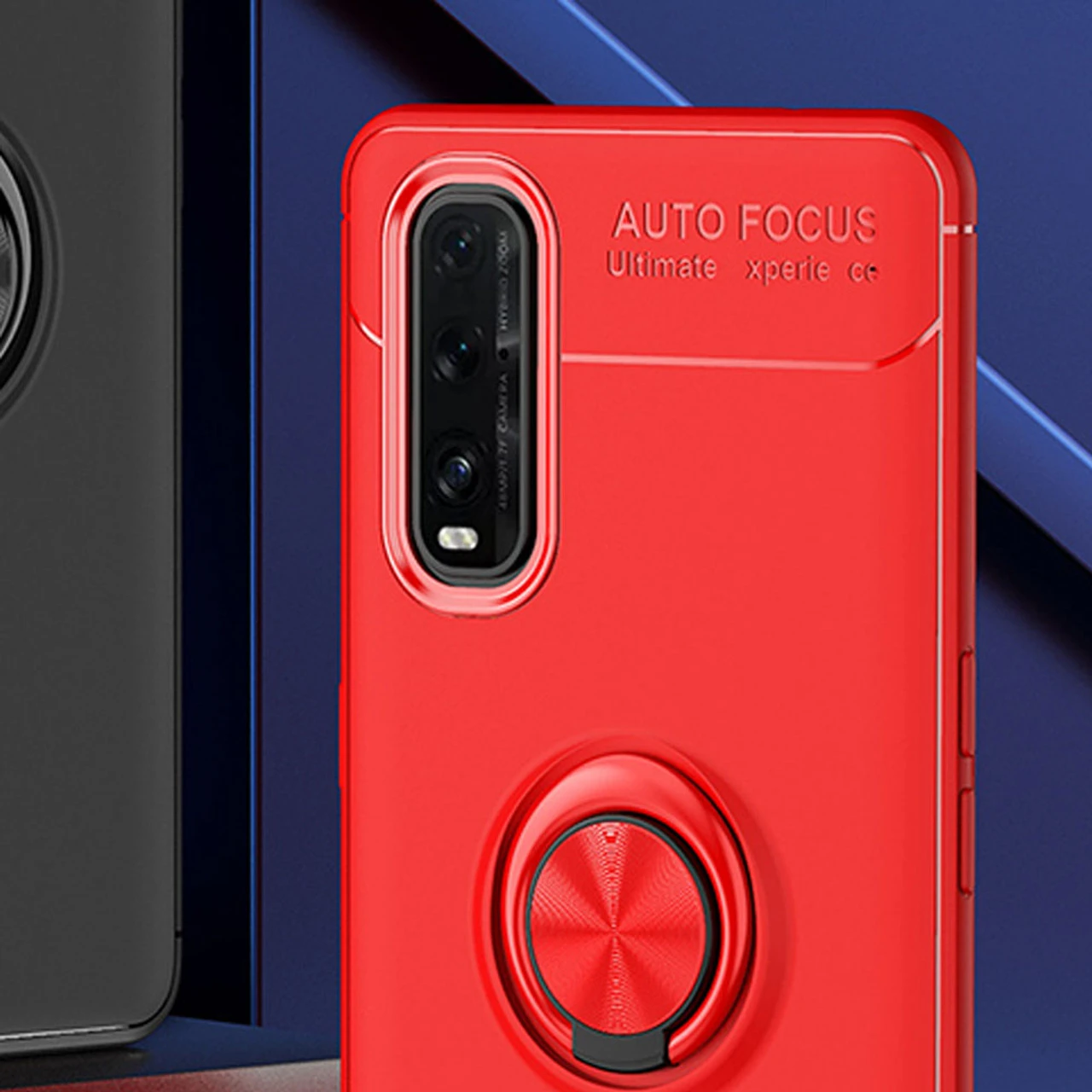 Red Oppo Find X2 Pro Slim Armor Metal Circle Holder Ring Stand Case 4 Red Oppo Find X2 Pro Slim Armor Metal Circle Holder Ring Stand Case - Image 4