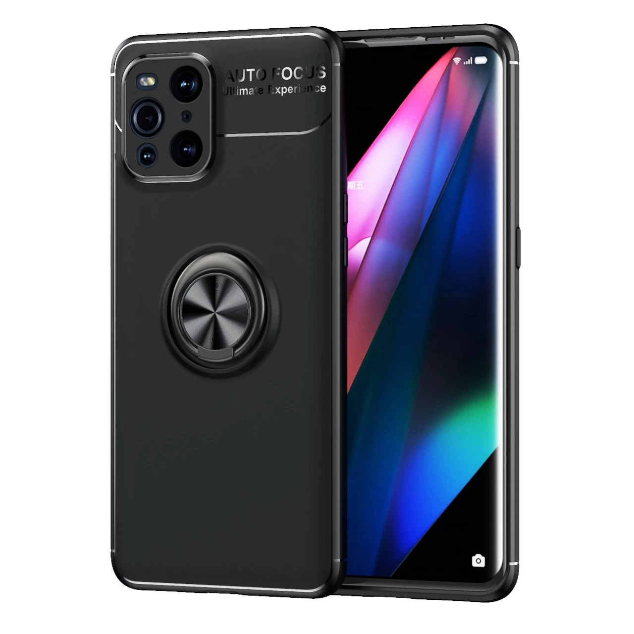 Black Oppo Find X3 Pro Slim Shockproof 360 Rotating Ring Case 1 Black Oppo Find X3 Pro Slim Shockproof 360 Rotating Ring Case