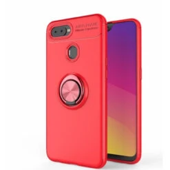 Red Oppo R15 Pro Slim Armor Metal Circle Holder 360 Ring Stand Case