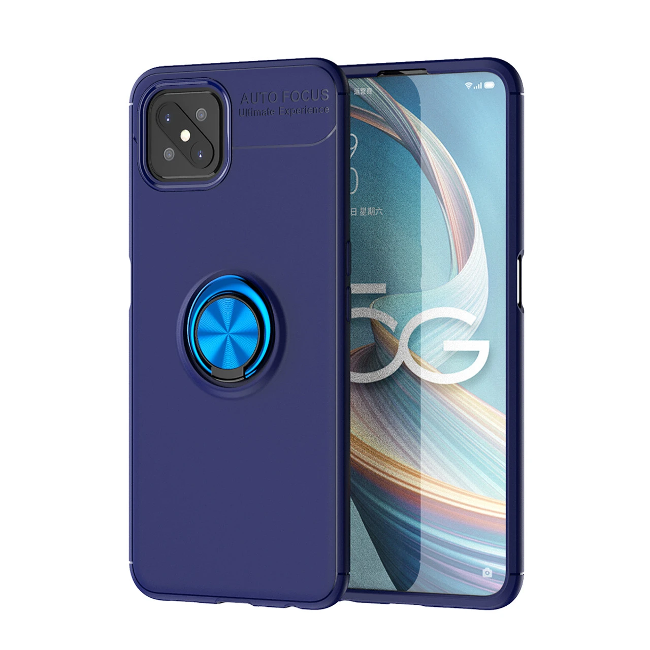 Blue Slim Shockproof 360 Rotating Ring Case For Oppo Reno4 Z 1 Blue Slim Shockproof 360 Rotating Ring Case For Oppo Reno4 Z
