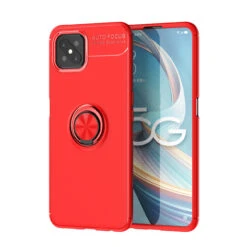 Red Metal Circle 360 Degree Ring Shock Proof Case For Oppo Reno4 Z