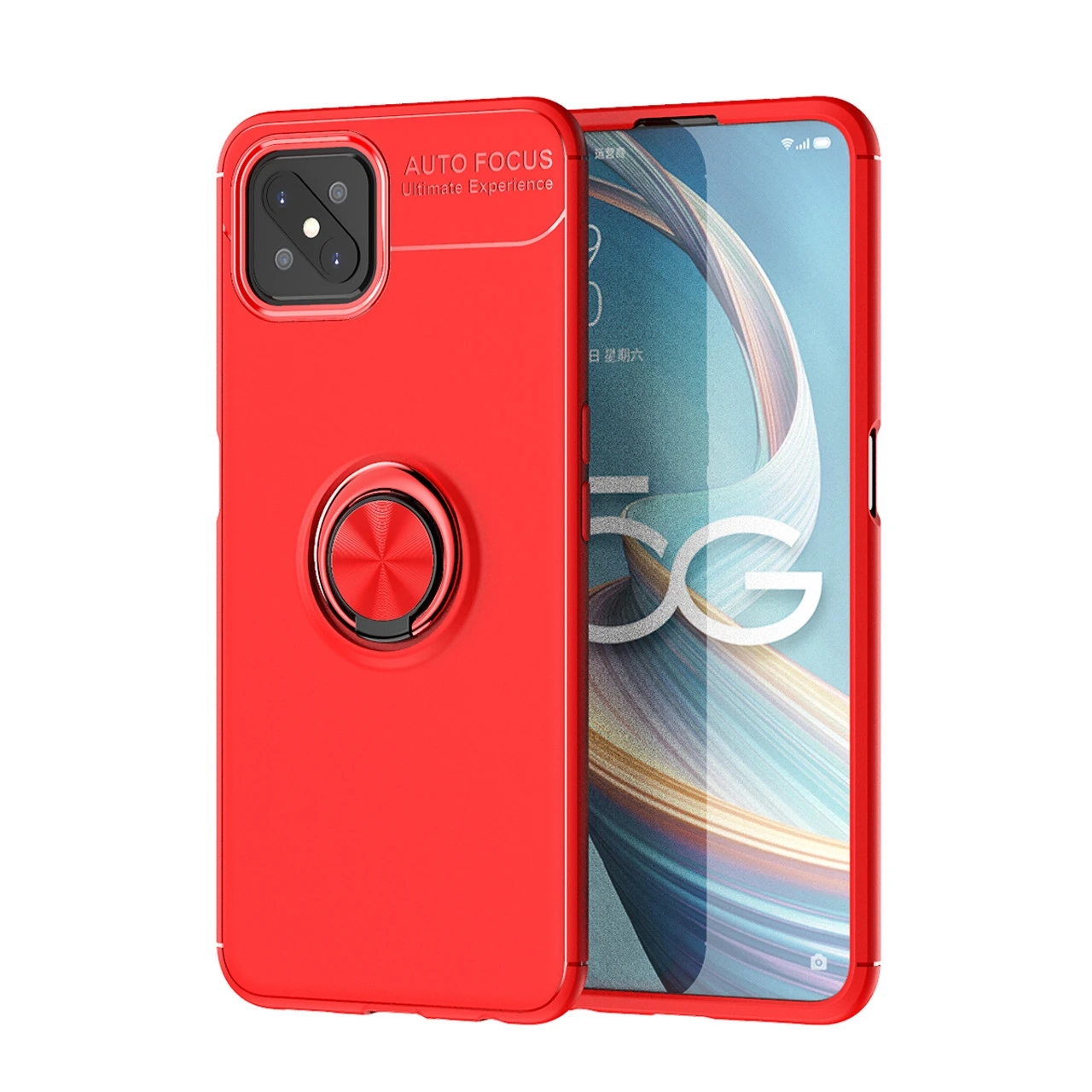 Red Metal Circle 360 Degree Ring Shock Proof Case For Oppo Reno4 Z 1 Red Metal Circle 360 Degree Ring Shock Proof Case For Oppo Reno4 Z