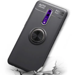 Black Oppo Reno 10X Zoom Slim Protection Metal 360 Ring Stand Case -Cheap NewCase Store oppo reno z slim shock proof ring black 5 28619.1658521910