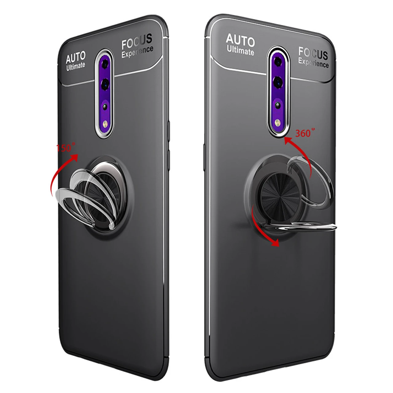 Red Oppo Reno Z Slim Armor Metal Circle Ring Tough Stand Case 5 Red Oppo Reno Z Slim Armor Metal Circle Ring Tough Stand Case - Image 5
