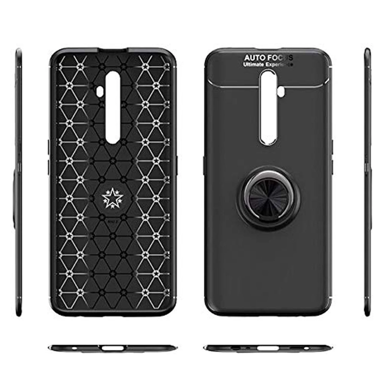 Red Oppo Reno Z Slim Armor Metal Circle Ring Tough Stand Case 4 Red Oppo Reno Z Slim Armor Metal Circle Ring Tough Stand Case - Image 4