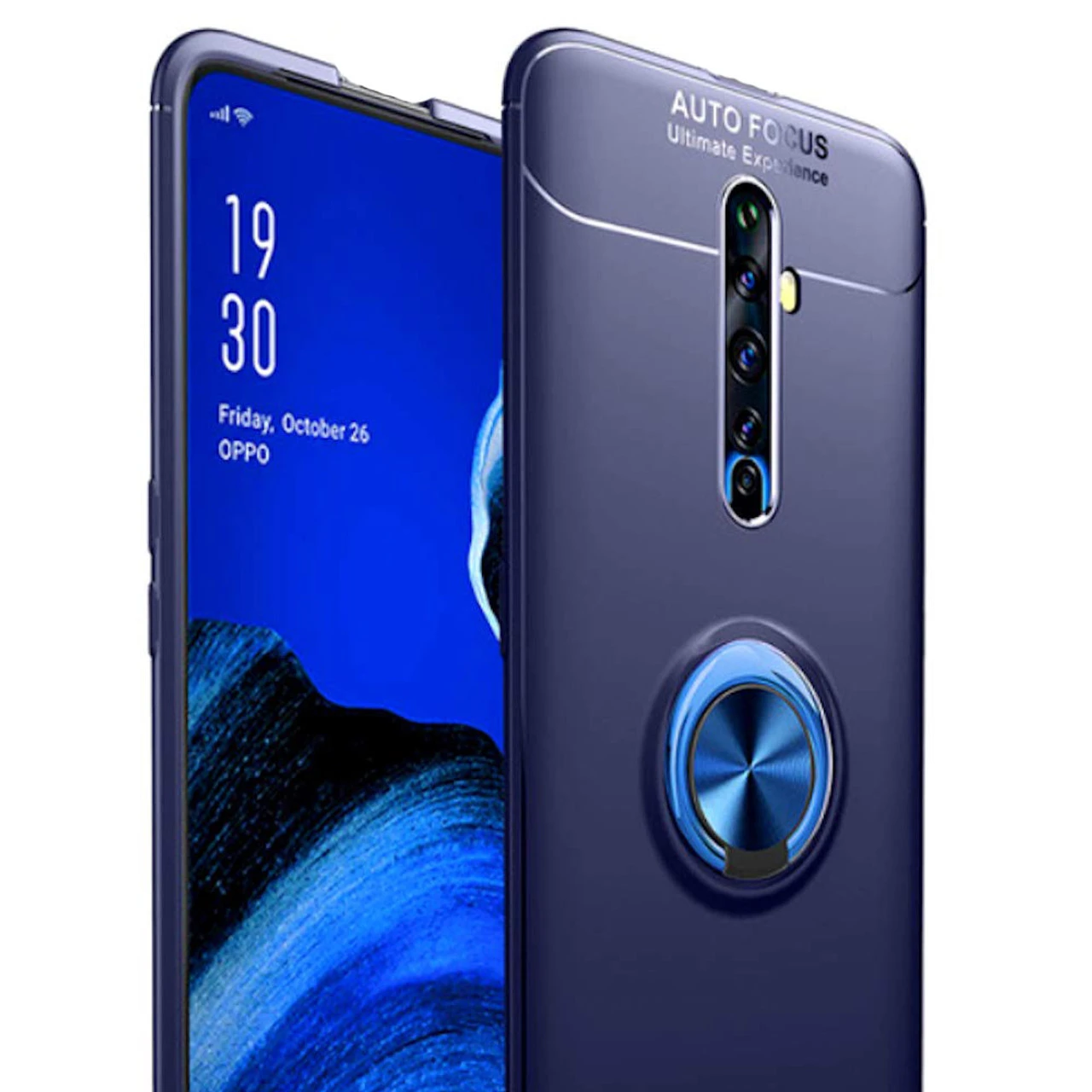Blue Oppo Reno 10X Zoom Slim Shockproof 360 Rotating Ring Case 1 Blue Oppo Reno 10X Zoom Slim Shockproof 360 Rotating Ring Case