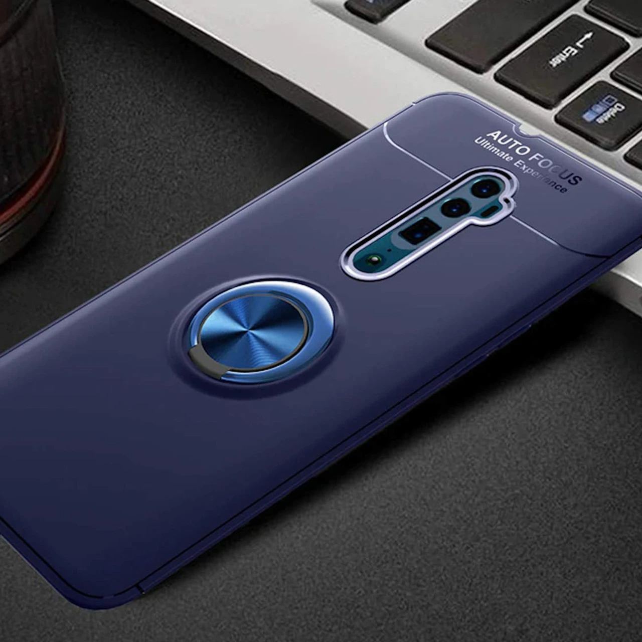 Blue Oppo Reno 10X Zoom Slim Shockproof 360 Rotating Ring Case 4 Blue Oppo Reno 10X Zoom Slim Shockproof 360 Rotating Ring Case - Image 4
