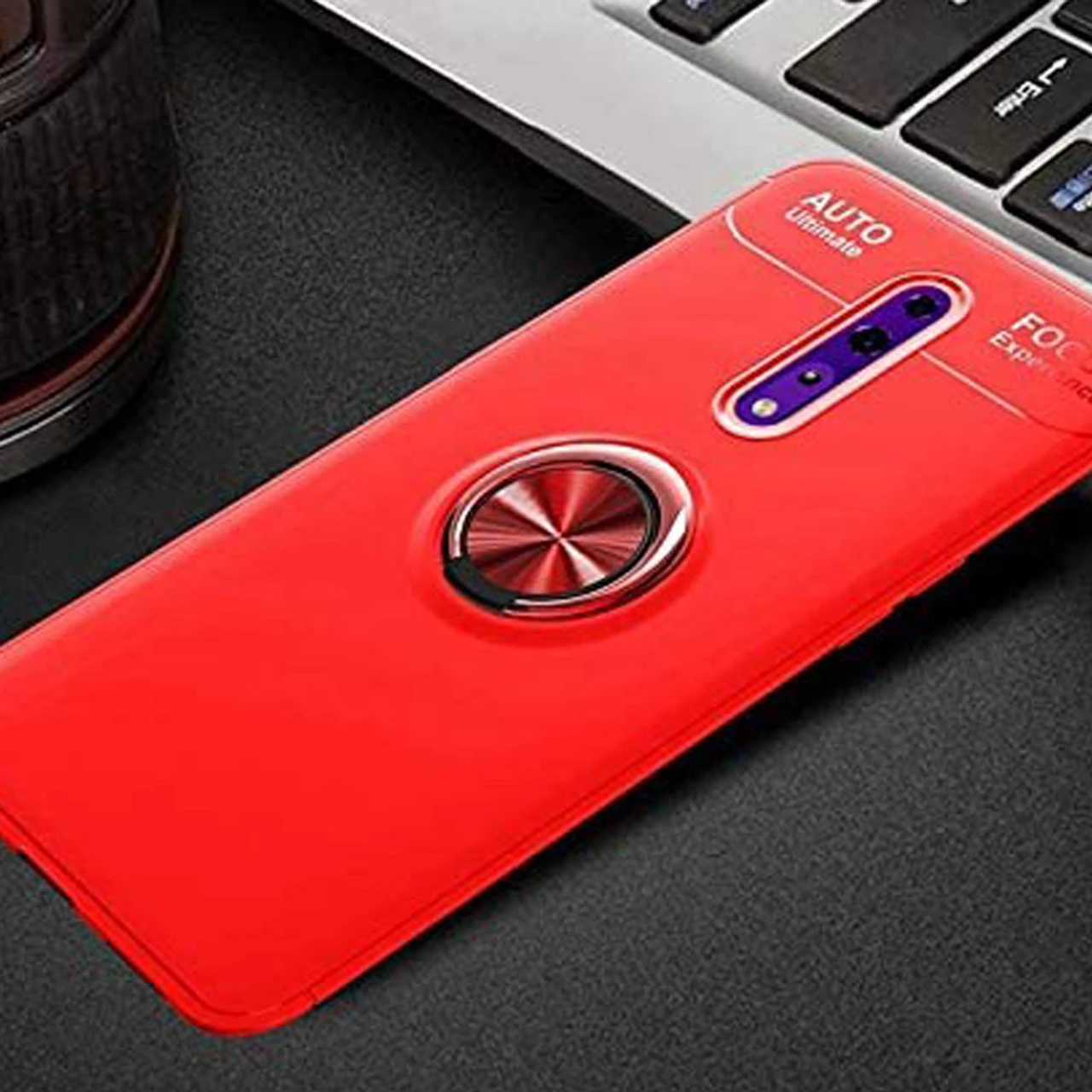Red Oppo Reno 10X Zoom Slim Armor 360 Rotating Ring Stand Case 2 Red Oppo Reno 10X Zoom Slim Armor 360 Rotating Ring Stand Case - Image 2