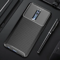 Black Oppo Reno Z Slim Armor Shock Proof Carbon Fibre Case -Cheap NewCase Store oppo reno z textured carbon fibre black 2 56342.1600827292