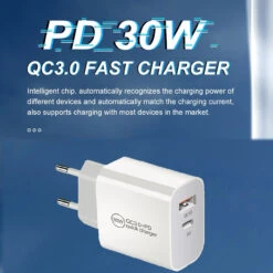 PD 30W Fast USB Type C Dual Port Wall Adapter / Charger For IPhone 15 14 13 12 Pro Max -Cheap NewCase Store pd30w usb type c qc 3 0 dual charger au 7 96563.1698988741