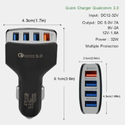 Qualcomm QC 3.0 Car Charger 4 USB Port Fast Charging Adapter -Cheap NewCase Store qc3 0 car charger adapter 4 usb ports 4 29498.1683685331