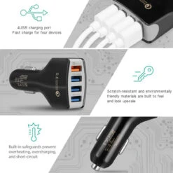 Qualcomm QC 3.0 Car Charger 4 USB Port Fast Charging Adapter -Cheap NewCase Store qc3 0 car charger adapter 4 usb ports 5 09470.1683685331