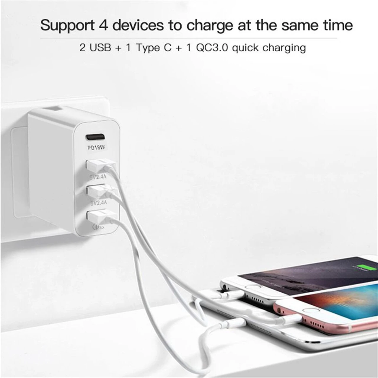 Qualcomm QC3.0 48W PD Fast Charging Multi Port USB Wall Charger 4 Qualcomm QC3.0 48W PD Fast Charging Multi Port USB Wall Charger - Image 4